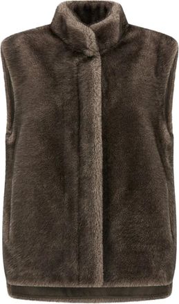 Lou Andréa Gilet met hoge hals en asymmetrische afwerking - Bruin