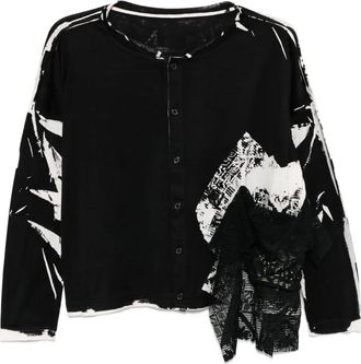 Yohji Yamamoto Top met print - Zwart
