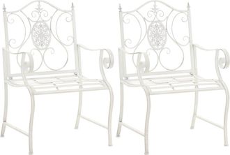 Clp Set 2 sillas de exterior con reposabrazos en metal blanco antiguo