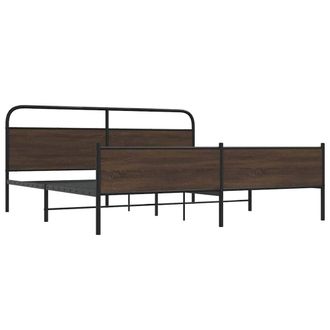 Berkfield Home Metal Bed Frame without Mattress Brown Oak 200x200 cm