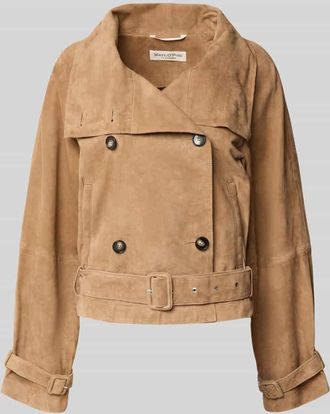 Marc O'Polo Relaxed Fit Lederjacke Trenchcoat-Stil in Sand, Gr&ouml;&szlig;e 40