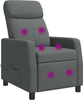 vidaXL Silla De Masajes Reclinable Gris Oscuro Tela Vidaxl