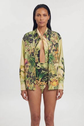 Karen Millen Womens Beach Tropical Spun Viscose Cover Up Shirt - Multicolour - Size X-Small
