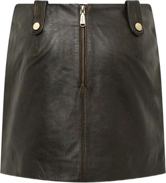 Blugirl Rokken, Dames, Bruin, S, Leer, Panelenleren Rok