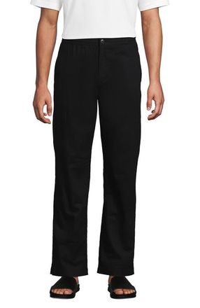 Lands End Linen Cotton E-Waist Pant in Black at Nordstrom, Size Xx-Large X 29