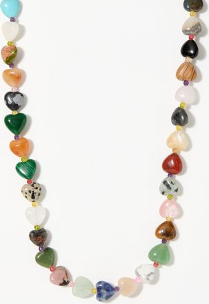 Simons Womens Natural stone heart necklace