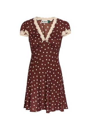 Rixo Rixo Cely Polka dot Crepe de Chine Mini Dress - Brown - 16 (UK 16 / XL)