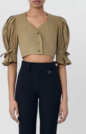 Chlo&eacute; sleeveless jacket puff sleeves cropped bow