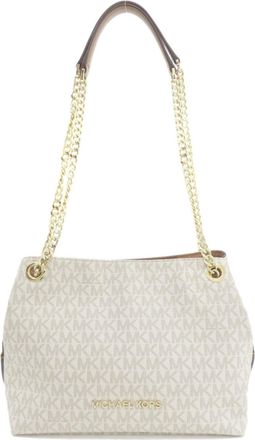 Michael Kors Brown White Canvas Leather Tote Bag (Pre-Owned)