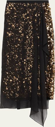 Michael Kors Chiffon-Layered Sequin Midi Skirt