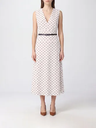 P.A.R.O.S.H. P. A.R. O.S. H. Abito midi in cr&ecirc;pe de chine di seta a pois con scollo a V
