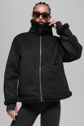 Alo | Faux Shearling Grand Jacket in Black, Size: Medium