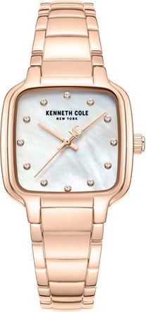 Kenneth Cole Classic Mother-of-Pearl & Diamond Bracelet Watch, 28mm x 31.6mm in Pink /Rose Gold at Nordstrom