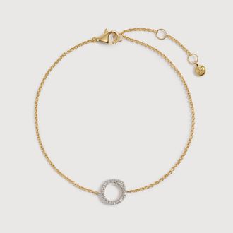 Monica Vinader Gold Riva Pav&eacute; Round Diamond Chain Bracelet Lab Grown Diamond