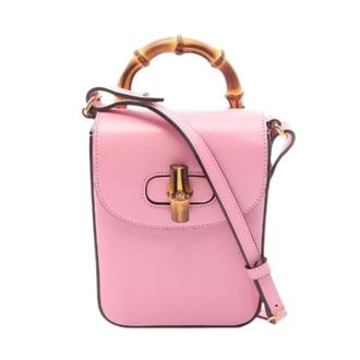 Gucci Pre-owned Bamboo Leren 2way Handtas - Dames - Pre-owned - Roze - Maat: ONE Size Leer