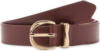 Mango Oval Buckle Faux Leather Belt in Brown at Nordstrom, Size Medium