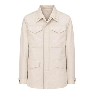 Eleventy Light Jackets, male, Beige, Size: L Button Pocket Jacket