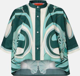 La DoubleJ Camisa Foulard de muselina de algod&oacute;n cropped