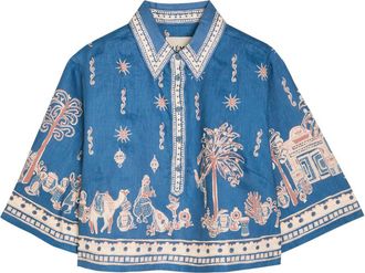 Alemais Alemais Acacia Printed Linen Cropped Shirt - Multicoloured - 12 (UK12 / M)