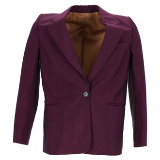 Acne Studios Acne Studios Eenknoop Blazer met Zakken in Bourgondisch Wol