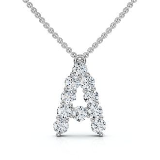 Pompeii3 1Ct Diamond Initial A Pendant 14k Gold 18 Necklace Lab Grown 5/8 Tall