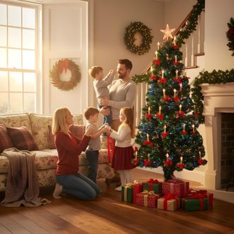 Shatchi 6Ft/180cm Candle & Bow Fibre Optic Christmas Tree LED Pre-Lit in Green | Size: 6ft