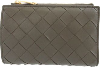 Bottega Veneta Khaki Light Blue Leather Wallet (Bi-Fold) (Pre-Owned)