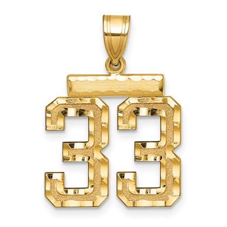 Diamond2Deal 14k Yellow Gold Medium Diamond-cut Number Charm Pendant