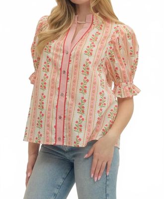 Entro Rosette Ruffle Top In Red