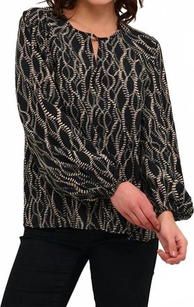 Kaffe Kadunora Cutout Neck Casual Fit Blouse In Black