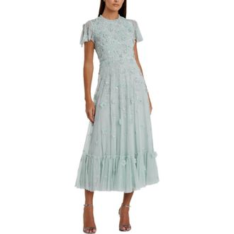 Mac Duggal Womens Embellished High Neck Cap Sleeve A Line Dress in Powder Blue at Nordstrom, Size 16