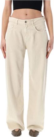 Icon Denim Los Angeles Wide Jeans - Dames - Loose Fit Jeans - Beige - W26 - Denim - Jeans