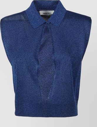 Circus Hotel cropped lurex polo shirt
