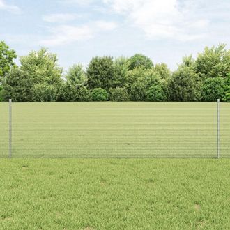 Berkfield Home Welded Wire Fence with 11 U Posts Silver 0.6x25 m Steel