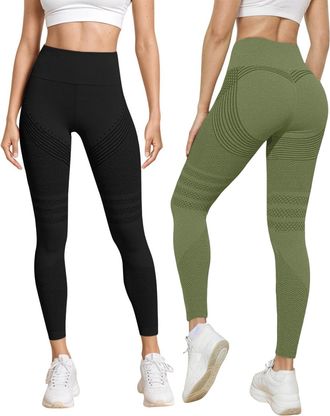 Generic 2 Pack Anti Cellulite Leggings for Women UK Cellumove 3D Compression Leggings Tummy Control High Waist Push Up Yoga Trousers Opaque Figure Sculpting B
