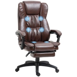 Vinsetto Vinsetto - Silla De Masaje Con 6 Puntos De Masaje Con Altura Ajustable Giratoria Reclinable Reposapi&eacute;s Retr&aacute;ctil Y Control Remoto 68,5x68,5x113-121 Cm