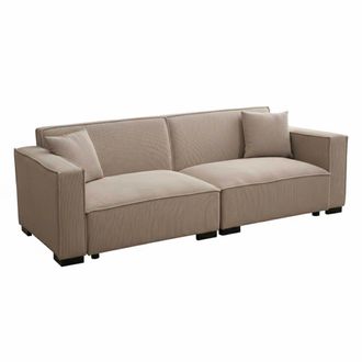 Oviala Sof&aacute; de pana recto 3 plazas, taupe L 230 cm