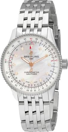 Breitling Navitimer 35mm Automatic Chronometer Diamond White Mother of Pearl Dial Ladies Watch A17395211A1A1
