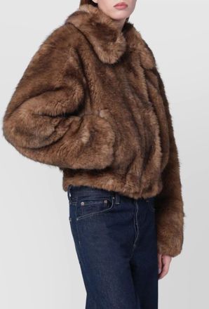 Stand Studio faux fur bomber jacket with long sleeves