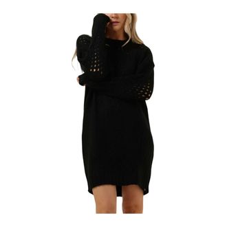 Simple Zwarte Coltrui Gebreid - Dames - Korte kleedjes - Zwart - M - Kleedjes
