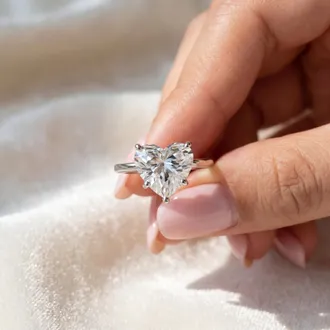Pompeii3 Certified 5Ct Heart Shape Solitaire Diamond Engagement Ring White Gold Lab Grown Size: 6.5