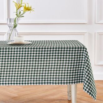 Solino Home Linen Tablecloth for Dining Table, Holiday and Everyday Table Decor - Gingham Check in Green at Nordstrom, Size X-Small