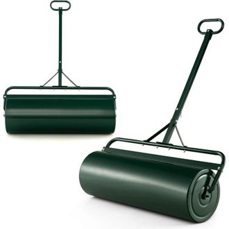 Costway Rullo per Prato in Metallo, Rullo da Giardino Riempibile con 30 Litri di Acqua/Sabbia, con Gancio e Impugnatura Staccabile per Giardino