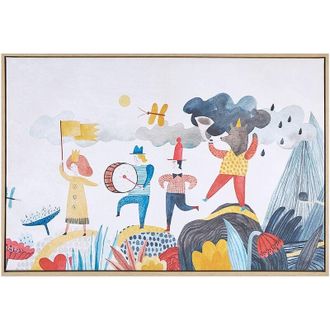 Beliani Beliani - Lienzo Cuadro De Pared 63 X 93 Cm Marco Mdf Sint&eacute;tico Infantil Personajes Aventuras Multicolor Bibbiena