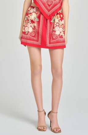 Wayf Luna Scarf Print Miniskirt in Red Scarf at Nordstrom, Size X-Small