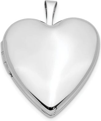 Diamond2Deal 14K White Gold Polished Plain 20mm Heart Locket