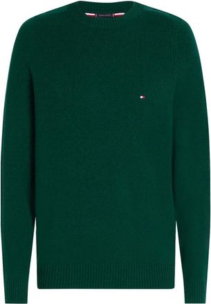 Tommy Hilfiger Lamswollen Trui met Ronde Hals - Heren - Ronde hals truien - Groen - 2XL - Wol - Truien & Vesten
