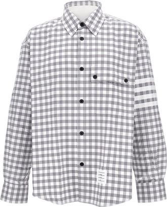 Thom Browne Checked Oversized Cotton Shirt With Four-Stripe Detail