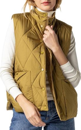 Lilla P Reversible Snap Front Vest In Antique Gold