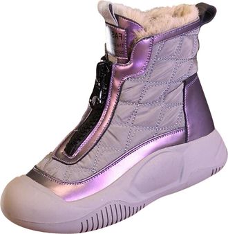 Generic Ladies Boots Retro Versatile Soft Sole Boot High Top Winter Shoes Water Resistant Thick Fleece Lined Warm Snow Footwear Women Cosy Slip On Ankle Boots